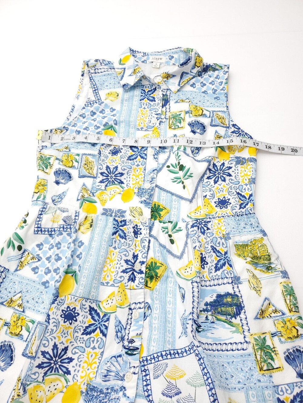 J Crew Dolce Vita Lemons Positano Button Front Midi Dress Cotton Vacation Size 4 - Picture 6 of 10